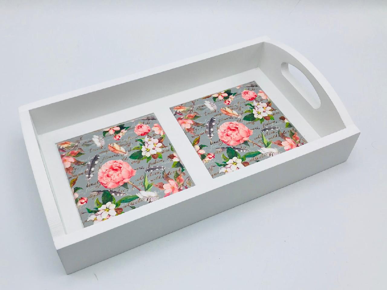 Mini Tray - Flowers & Feathers