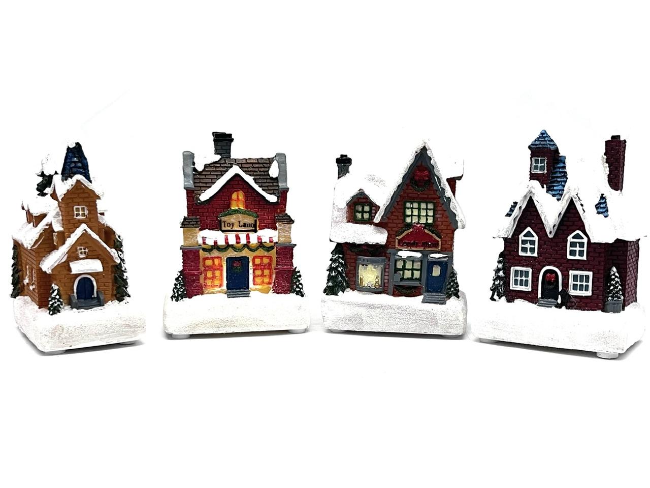 Mini LED Houses With Light Up Interior 4 Assorted