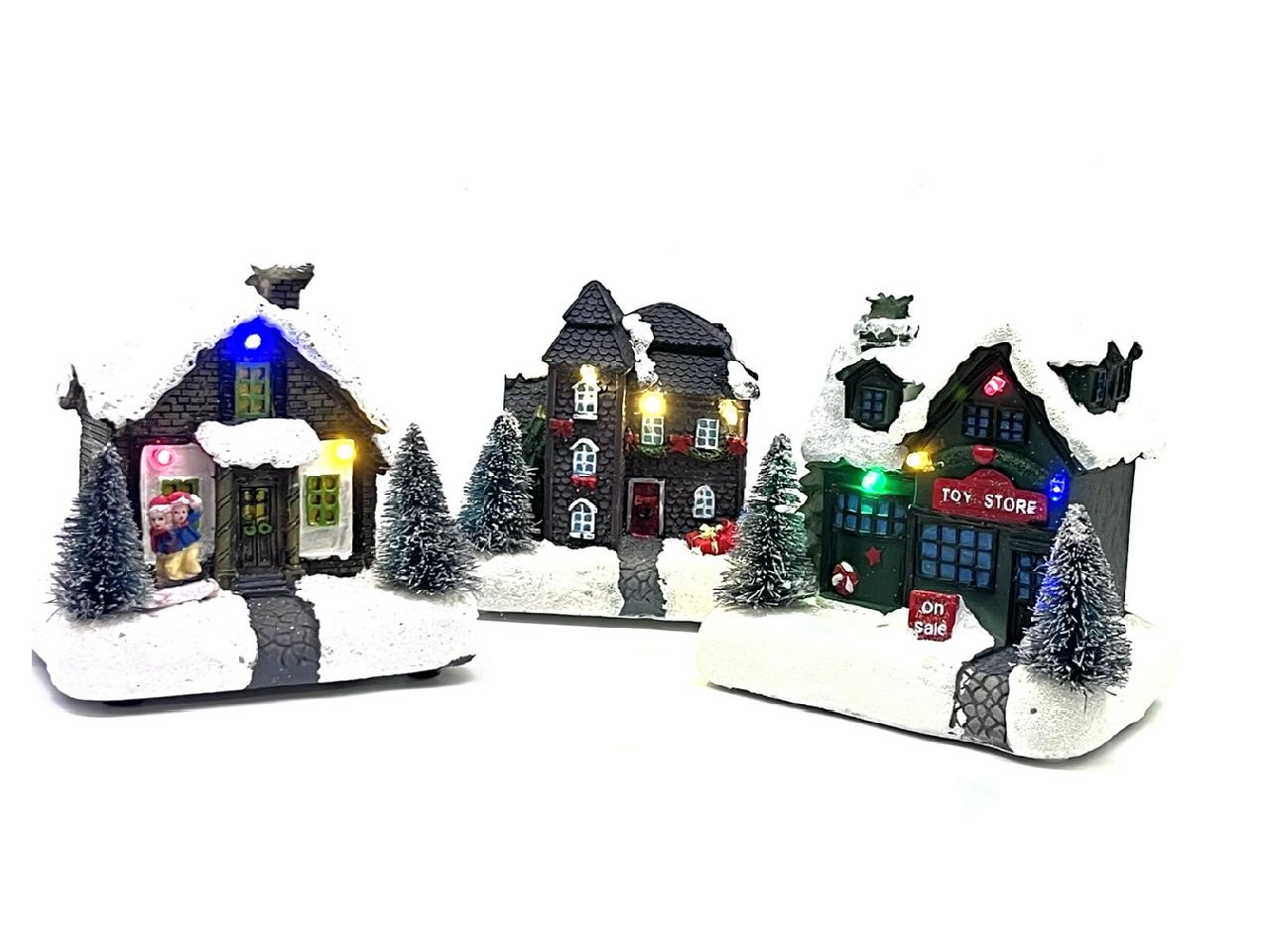 Mini LED Houses With Colourful Lights 3 Assorted